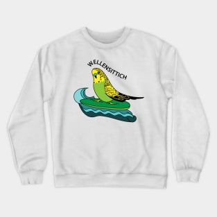 Funny budgie as a surfer Crewneck Sweatshirt